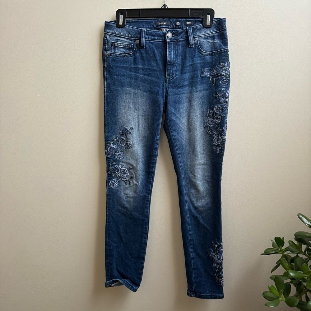Miss Me embroidered floral denim jeans Skinny ankle Size 26
